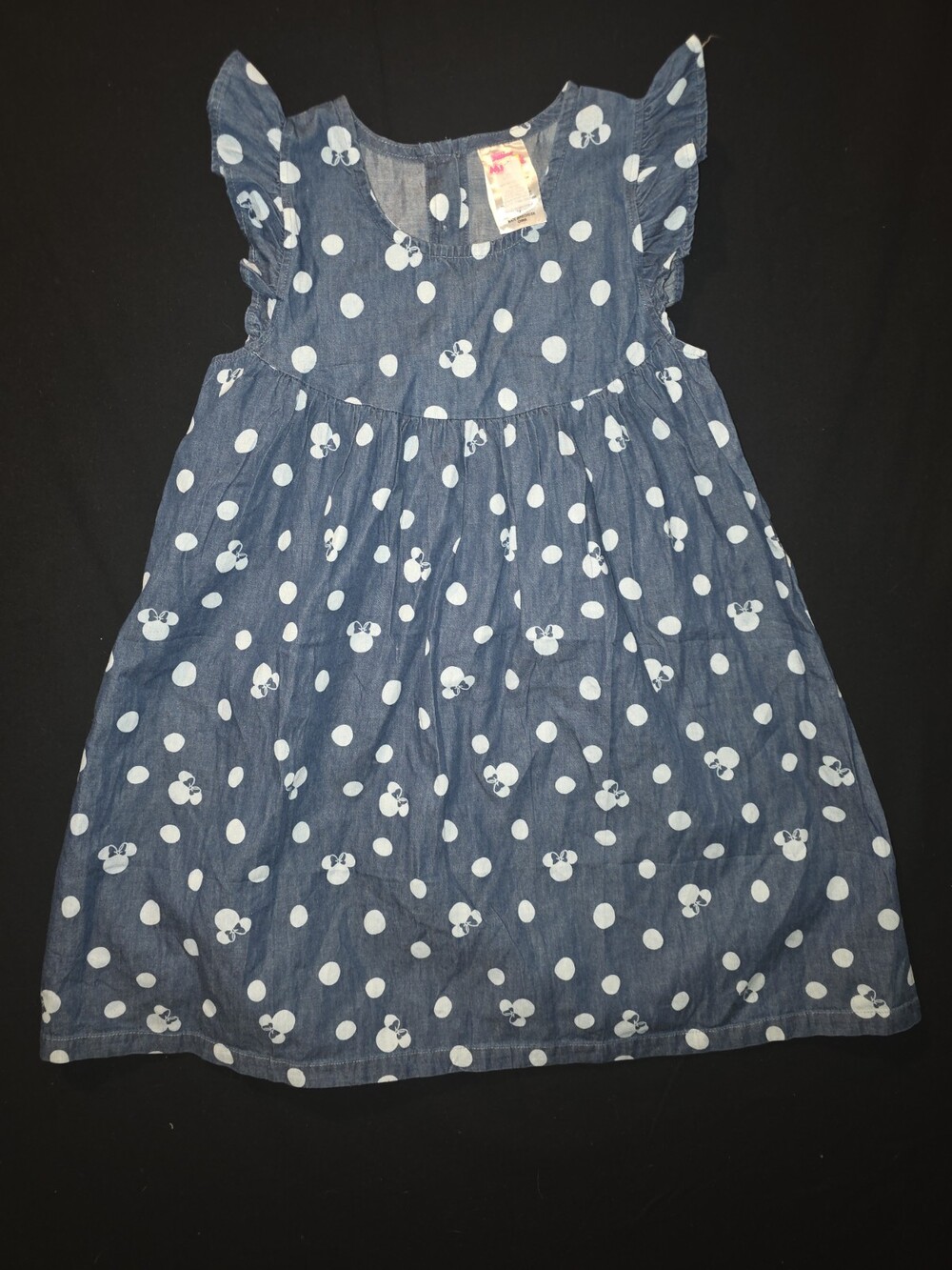 Disney Minnie Mouse Big Girl Skater Dress Blue Polka Dots Size 7/8
